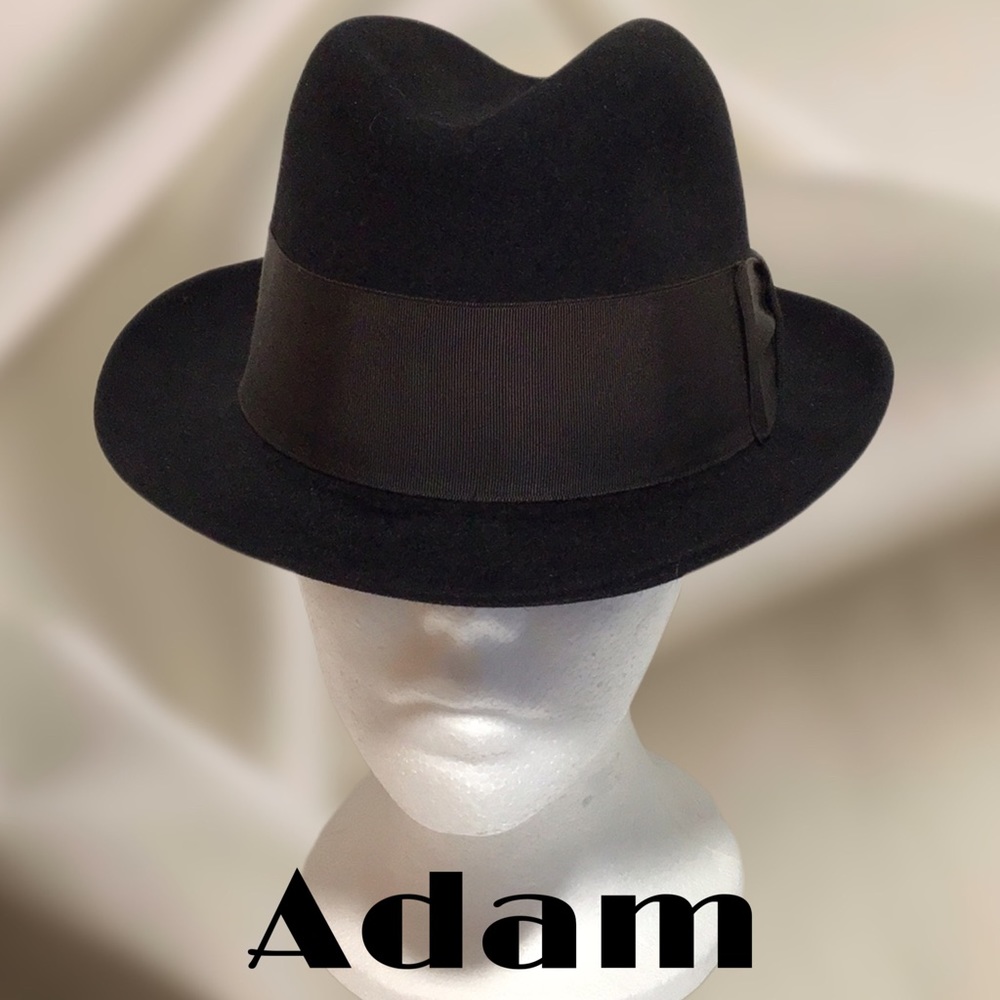 Vintage Adam New York Premier Wool Fedora, Black, Size 6 3/4‎